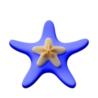 starfish 3d rendering icon illustration png