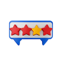 review 5 star 3d rendering icon illustration png