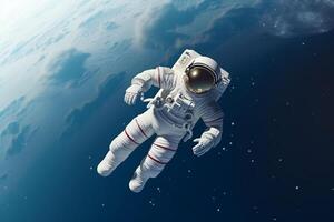 Astronaut floating in the space. Mixed media. Mixed media photo