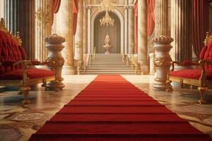 The red carpet at the entrance to the palace, 3d render Ai Generative photo