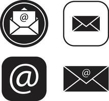 Email Icon Set. Flat Design. Vector Illustration