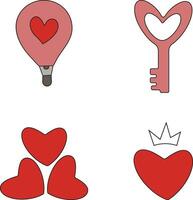 Valentine Element with Flat Cartoon Design. Isolated Vector Set.