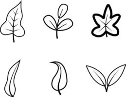 Simple Line Art Leaves Shape. Vector Illustration