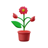 flower pot 3d rendering icon illustration png