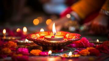 The diya is in the foreground, diwali stock images, realistic stock photos