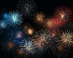 Fireworks on black sky, diwali stock images and illustrations photo