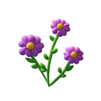 vild blommor 3d tolkning ikon illustration png