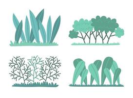 Set of Plant with Grass for Natural Flat Design Illustration vector