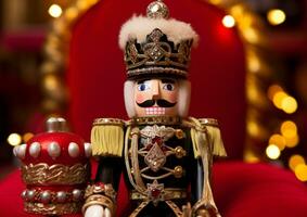 A macro image of a nutcracker doll, christmas image, photorealistic illustration photo