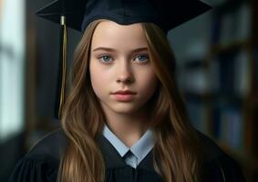 Medium shot girl portrait with graduation , world students day images photo
