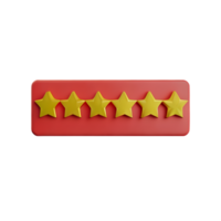 review 5 star 3d rendering icon illustration png