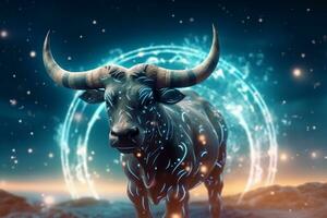 Zodiac sign Ox. 3D illustration. Zodiac background. photo