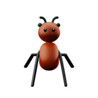 ant 3d rendering icon illustration png