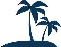 Palms on Island Vector Silhouette Icon Transparent Background