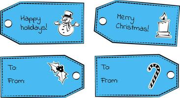 Set of Cartoony Holiday Gift Labels with Transparent Background vector