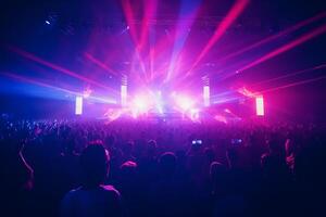 Stage lights in a nightclub, close-up, toned image photo