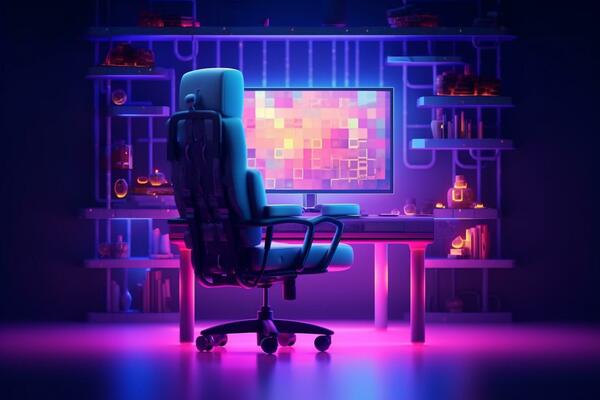 GamingRoom room with neon lights and furniture | 3D model