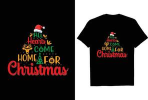 todas corazones ven hogar para Navidad svg t camisa diseño vector