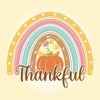 Thankful Retro Rainbow Thanksgiving svg T Shirt Design Vector