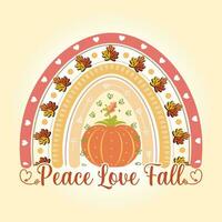 Peace Love Fall Sublimation Retro Rainbow Thanksgiving svg T Shirt Design Vector