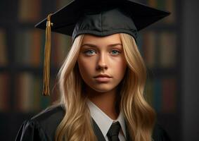 Medium shot girl portrait with graduation , world students day images photo
