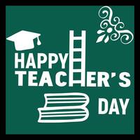 Greeting card for happy teacher's day with chalk on a blackboard. Simple vector illustration.Web