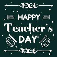 Greeting card for happy teacher's day with chalk on a blackboard. Simple vector illustration.Web