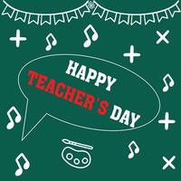 Greeting card for happy teacher's day with chalk on a blackboard. Simple vector illustration.