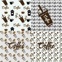 International coffee day seamless pattern Design.Four in one set. vector