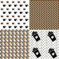 International coffee day seamless pattern Design.Four in one set. vector