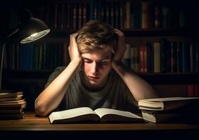 un estudiante sentado a un escritorio, mundo estudiantes día imágenes foto