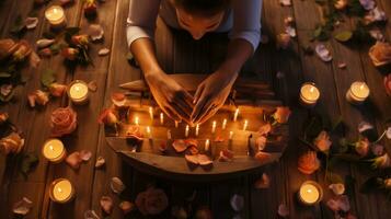 A telephoto shot of a person receiving a massage in a spa, mental health images, photorealistic illustration photo