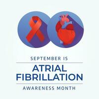 National Atrial Fibrillation Awareness Month design template good for celebration usage. red ribbon vector design. heart vector image. flat design. vector eps 10.