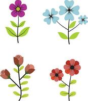 Flower Shape Illustration with Flat Design. Isolated Vector Set.