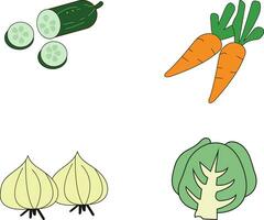 Vegetable Vector Illustration Set. Isolated on White Background.