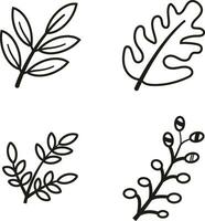 Leaf Art Icon Set. Flat Design. Vector Illustration