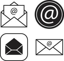 Email Icon Set. Flat Design. Vector Illustration