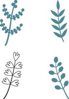 Botanical Flat Illustration. Vector Element Set