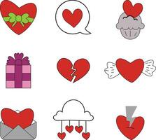 Valentine Element with Flat Cartoon Design. Isolated Vector Set.