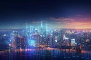 Smart city with wireless communication network and internet of things IOT photo