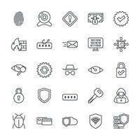 Vector set of cyber security icons. such as secure fingerprint, verification, shield and more. Set for Web and App Isolated on White Background. Vector illustration