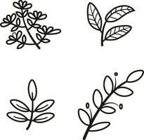 Leaf Art Icon Set. Flat Design. Vector Illustration