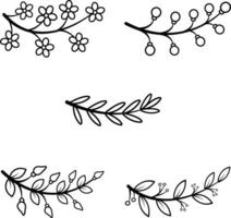 Line Art Floral Ornament Shape. Vector Illustration