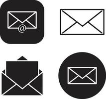 Email Icon Set. Flat Design. Vector Illustration