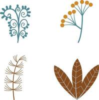 Botanical Flat Illustration. Vector Element Set