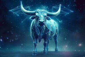 Zodiac sign Ox. 3D illustration. Zodiac background. photo