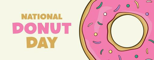 National Donut Day lettering with a donut. Banner concept vector