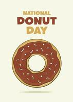 National Donut Day lettering with chocolate donut. Poster concept vector