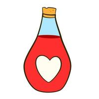 Love potion with heart-shaped label. Valentine's day. Flat icon vector