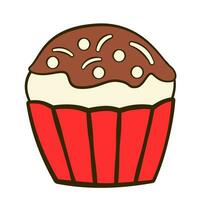 Chocolate cupcake. Flat icon vector